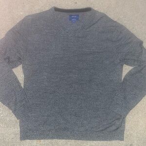 x APT.9 Sweater Men Size L Gray Merino Wool Blend SLIM FIT V neck Casual
